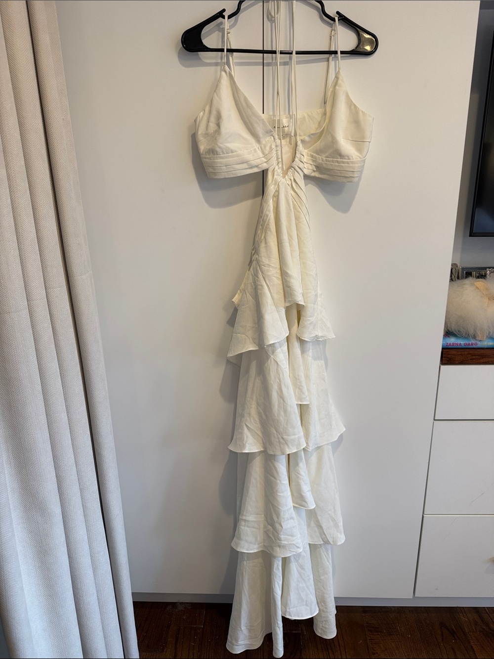 Line & Dot Cream Tiered Ruffle Maxi Dress with Spaghetti Straps